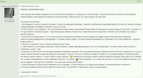 Про заявление Стрелкова