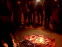 Во Львове бандеровцы жгут флаг США