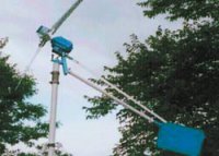 Ветроэлектрическая установка ВЭУ-200. Работает система защиты от сильного ветра.