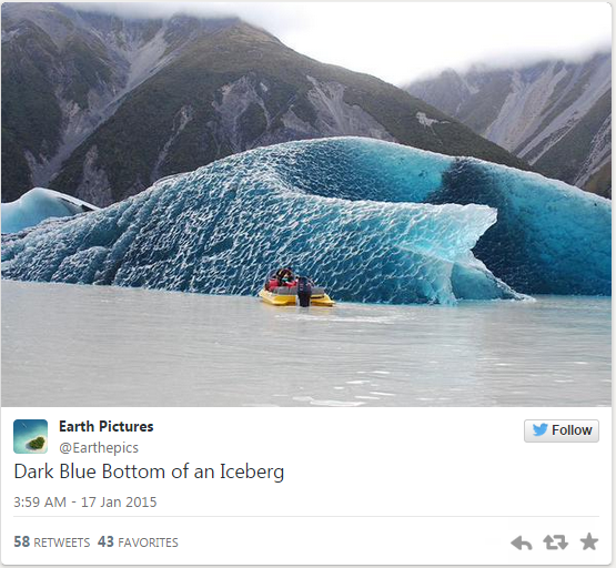 Американцу удалось сфотографировать в Антарктиде редкое явление — перевёрнутый айсберг