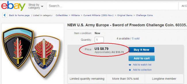 Значки, которыми американский генерал награждал украинских солдат без рук, продаются по $9