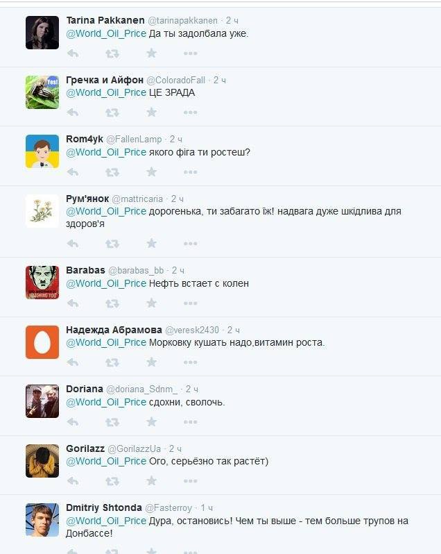 Инфернальное...разговоры свидомых с нефтью.