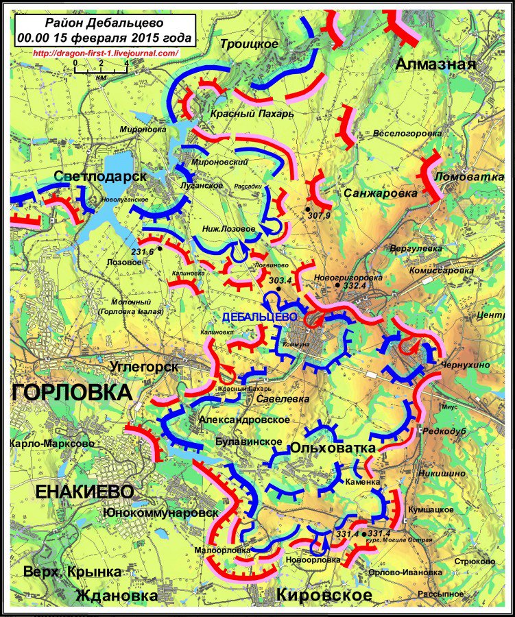 Карта боевых действий района Дебальцево Карта боевых действий района Дебальцево