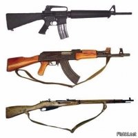 AK47, М16 и Трёхлинейка в сравнении