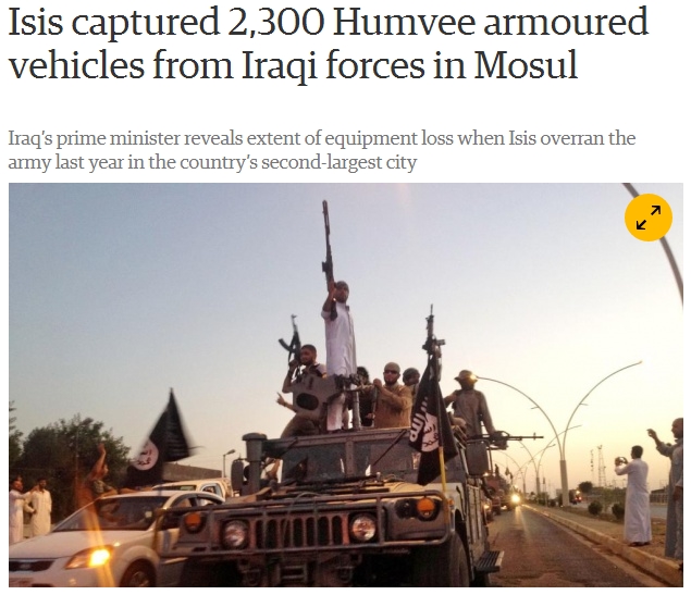 Исламское государство захватило 2300 броневиков Humvee Исламское государство захватило 2300 броневиков Humvee