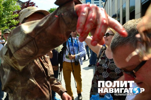 Посольство США в Киеве забросали окровавленным мясом