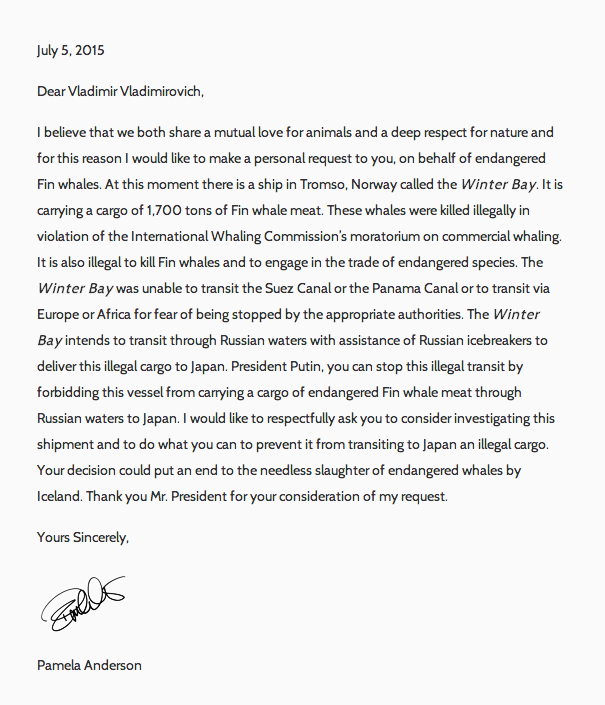 Памела Андерсон написала письмо Владимиру Путину Памела Андерсон написала письмо Владимиру Путину