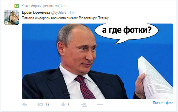 Памела Андерсон написала письмо Владимиру Путину Памела Андерсон написала письмо Владимиру Путину