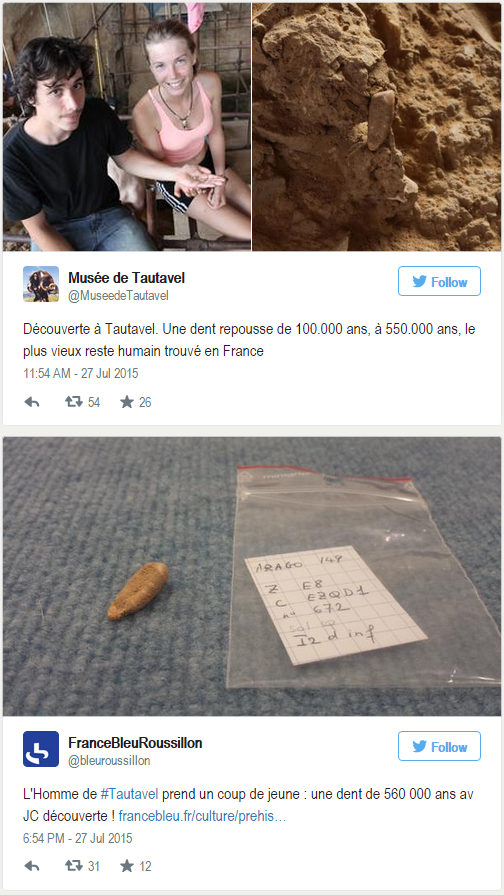 Французский подросток обнаружил зуб человека возрастом не менее 550 тыс. лет Французский подросток обнаружил зуб человека возрастом не менее 550 тыс. лет