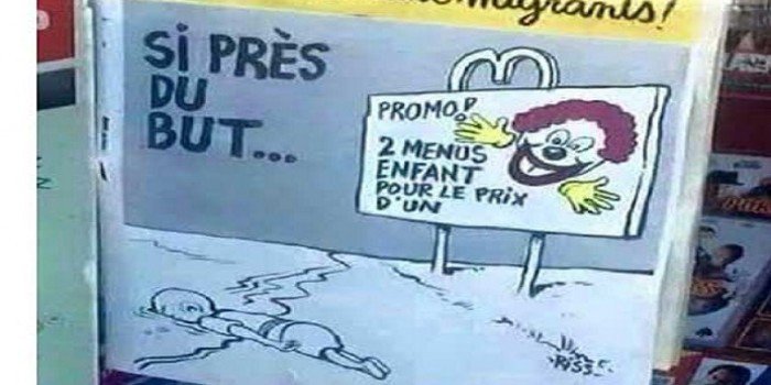 Charlie Hebdo грозит суд за глумление над утонувшим сирийским мальчиком Charlie Hebdo грозит суд за глумление над утонувшим сирийским мальчиком