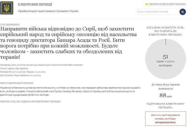 На сайте президента Украины появилась петиция о направлении войск в Сирию На сайте президента Украины появилась петиция о направлении войск в Сирию