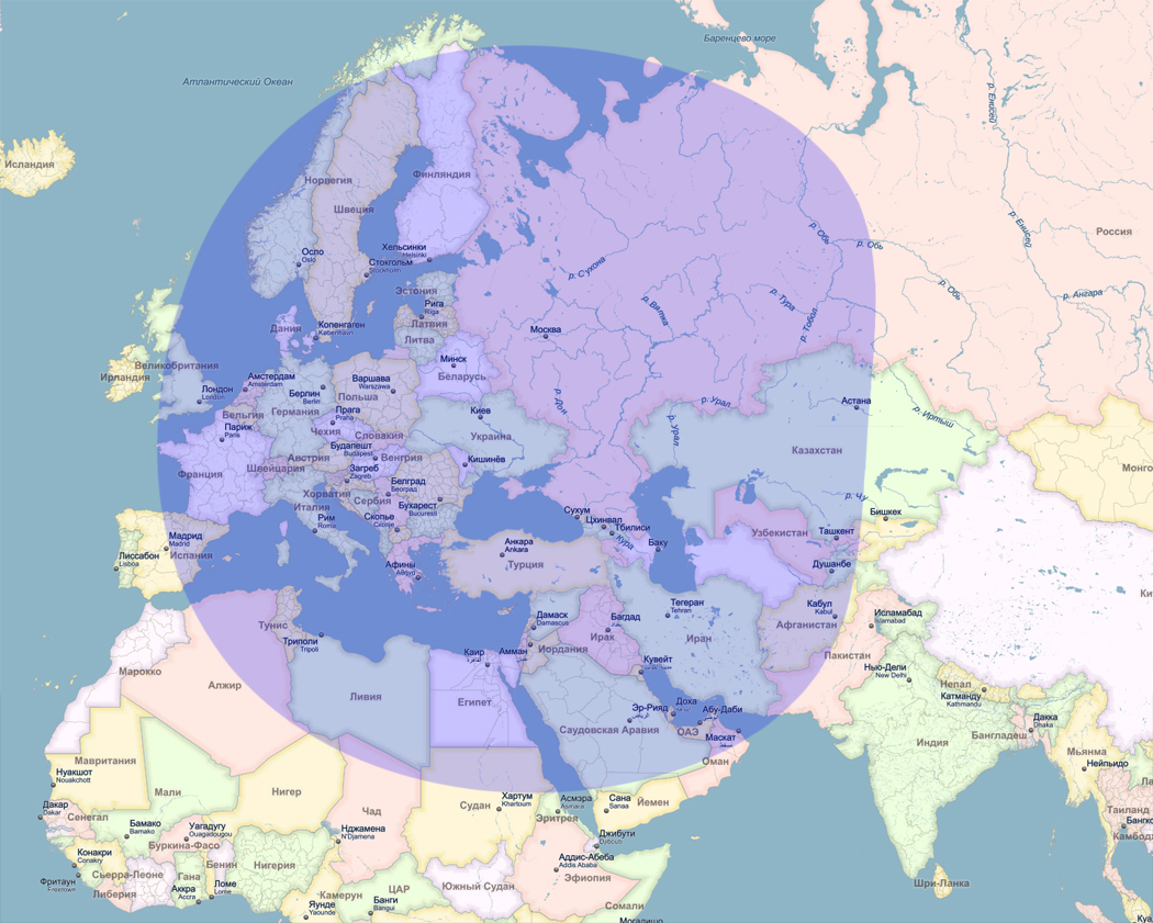 РЕАЛЬНАЯ зона покрытия крылатыми ракетами Калибр-НК РЕАЛЬНАЯ зона покрытия крылатыми ракетами Калибр-НК