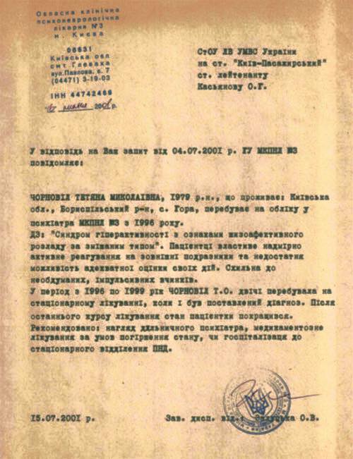 В Сеть попала справка — депутатша-майданщица Татьяна Черновол дважды лечилась в сумасшедшем доме В Сеть попала справка — депутатша-майданщица Татьяна Черновол дважды лечилась в сумасшедшем доме