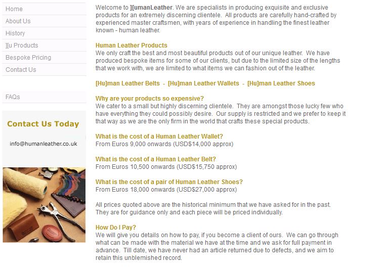 По стопам Третьего Рейха: в Великобритании процветает фирма, торгующая изделиями из человеческой кожи По стопам Третьего Рейха: в Великобритании процветает фирма, торгующая изделиями из человеческой кожи