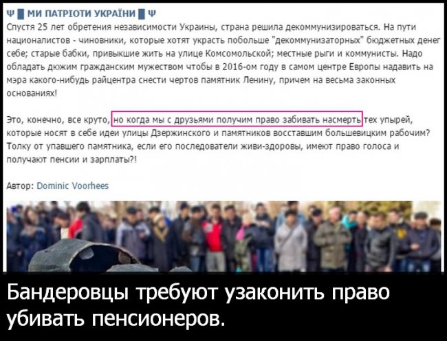 Ничего святого: Бандеровец требует узаконить право убивать пенсионеров