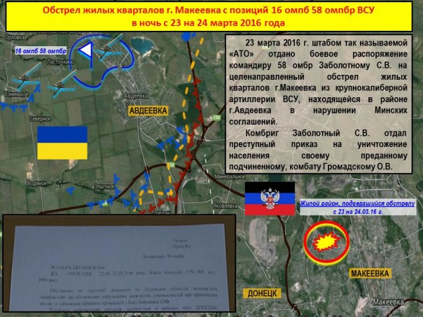 Сводка от МО ДНР 31 марта 2016 года. Жертвами обстрелов ВСУ за неделю стали четверо бойцов ДНР, ранены 13 мирных жителей