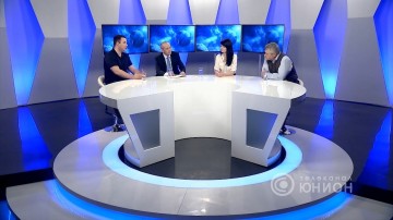 Гости из Чехии Франтишек Крейча, Нела Лискова и Франтишек Блажек в программе «Тема».Телеканал "Юнион". ДНР