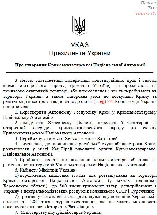Киберберкут: Порошенко дарит Херсонскую область туркам и крымским татарам Киберберкут: Порошенко дарит Херсонскую область туркам и крымским татарам
