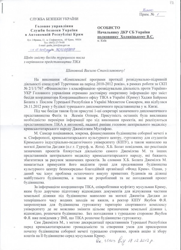 СБУ: Мустафа Джемилев оказался турецким шпионом (Видео)