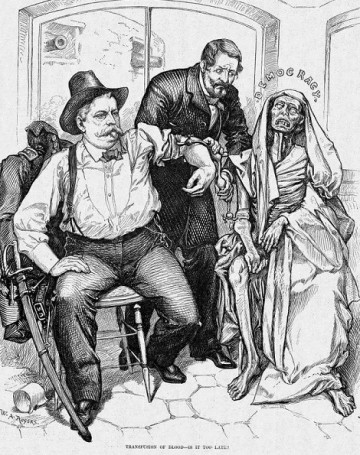 «ЦВЕТНЫЕ ЗАНИМАЮТСЯ РЕФОРМИРОВАНИЕМ США». Американская политическая карикатура конца XIX века