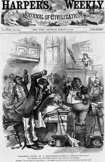«ЦВЕТНЫЕ ЗАНИМАЮТСЯ РЕФОРМИРОВАНИЕМ США». Американская политическая карикатура конца XIX века
