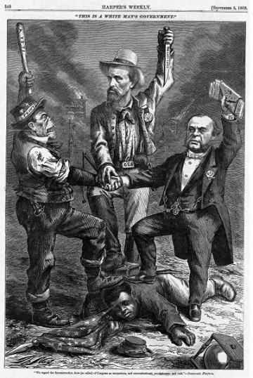 «ЦВЕТНЫЕ ЗАНИМАЮТСЯ РЕФОРМИРОВАНИЕМ США». Американская политическая карикатура конца XIX века