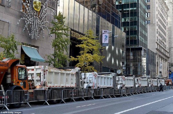 Трамп Тауэр превращен в крепость с бесполетной зоной над ним Трамп Тауэр превращен в крепость с бесполетной зоной над ним